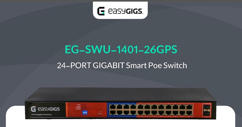 سوئیچ 24 پورت گیگ PoE هوشمند ایزی گیگز SWU-1401-26GPS easyGIGS